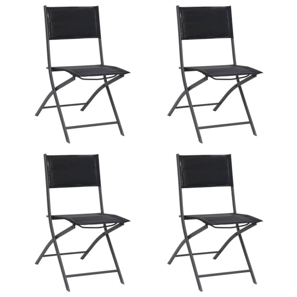 Vidaxl Skladacie vonkajšie stoličky 4 ks oceľ a textilén